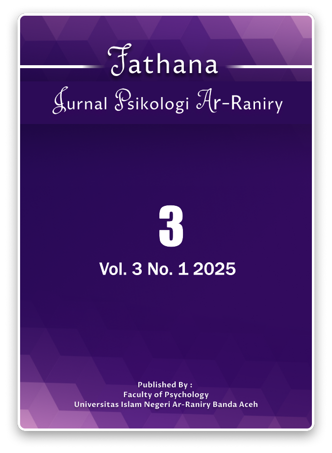 					View Vol. 3 No. 1 (2025): Fathana: Jurnal Psikologi Ar-Raniry
				